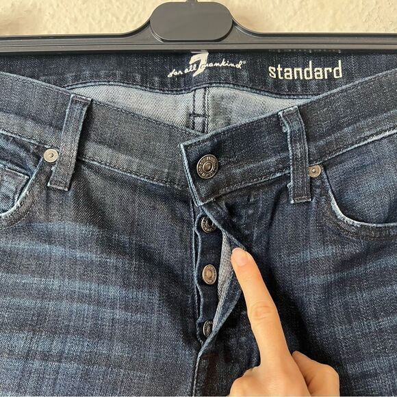 7 For All Mankind The Standard Straight Dark Wash Jeans Size 33 - Picture 5 of 13